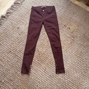 Vince Dark Burgundy Skinny Jeans with Ankle Zipper size 27